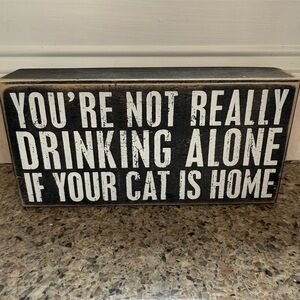 Primitives by Kathy Black and White Cat Sign